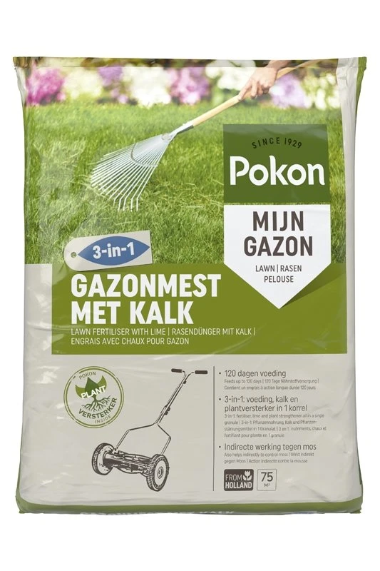 Pokon Gazonmest Met Kalk 5kg Voor 75m² 1 Pokon Gazonmest Met Kalk 5kg Voor 75m²