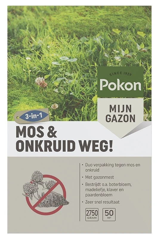 Pokon Mos En Onkruid Weg! 3-in-1 Voor 50m² 1 Pokon Mos En Onkruid Weg! 3-in-1 Voor 50m²