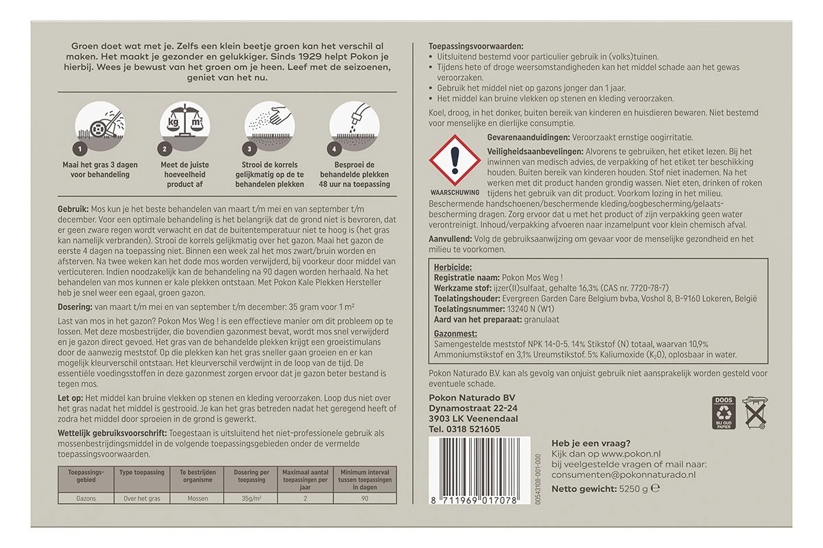 Pokon Mos Weg! 5,25kg Voor 150m² 2 Pokon Mos Weg! 5,25kg Voor 150m² - Afbeelding 2